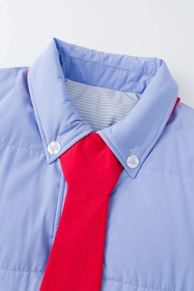 Куртка SSSTUFFF TIE SHIRT DOWN PUFFER JACKET white / blue SS26-PUF01-X1 фото