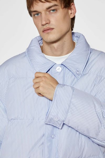 Куртка SSSTUFFF TIE SHIRT DOWN PUFFER JACKET white / blue SS26-PUF01-X1 фото