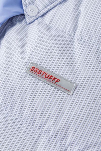 Куртка SSSTUFFF TIE SHIRT DOWN PUFFER JACKET white / blue SS26-PUF01-X1 фото