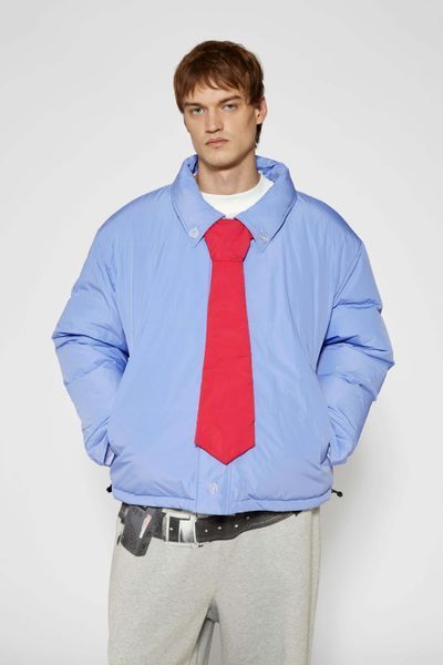 Куртка SSSTUFFF TIE SHIRT DOWN PUFFER JACKET white / blue SS26-PUF01-X1 фото