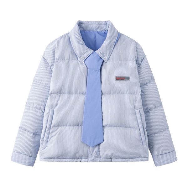 Куртка SSSTUFFF TIE SHIRT DOWN PUFFER JACKET white / blue SS26-PUF01-X1 фото