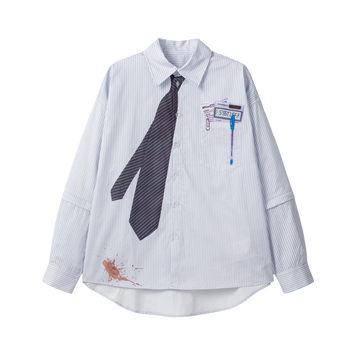 Сорочка SSSTUFFF DETACHABLE SLEEVES TIE SHIRT white SS26-TIESH01 фото