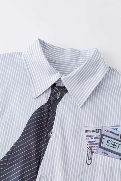 Сорочка SSSTUFFF DETACHABLE SLEEVES TIE SHIRT white SS26-TIESH01 фото