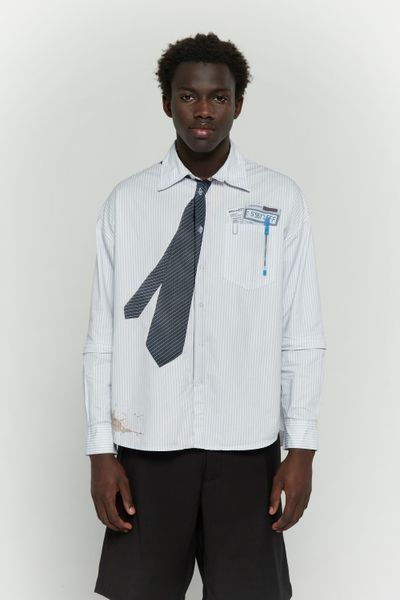Сорочка SSSTUFFF DETACHABLE SLEEVES TIE SHIRT white SS26-TIESH01 фото