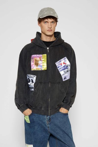 Худі SSSTUFFF ADS ZIP UP vintage black SS26-ZIPADS фото