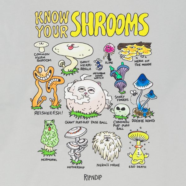 Футболка Ripndip KNOW UR SHROOMS TEE Grey (RNDSPR24161) RNDSPR24161 фото