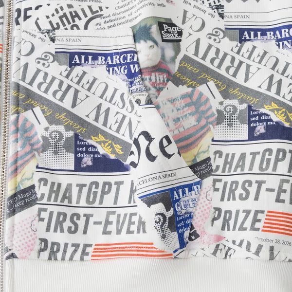 Худі SSSTUFFF NEWSPAPER HOODIE white FW26-HOD05-wht фото