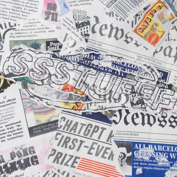 Худі SSSTUFFF NEWSPAPER HOODIE white FW26-HOD05-wht фото