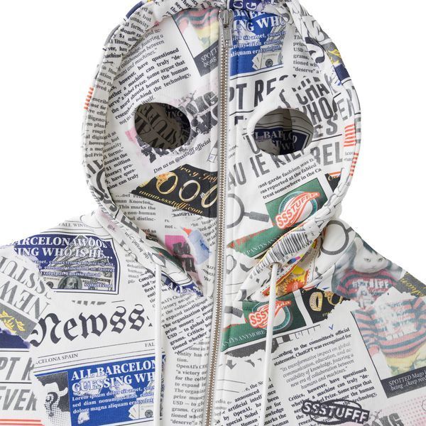 Худі SSSTUFFF NEWSPAPER HOODIE white FW26-HOD05-wht фото