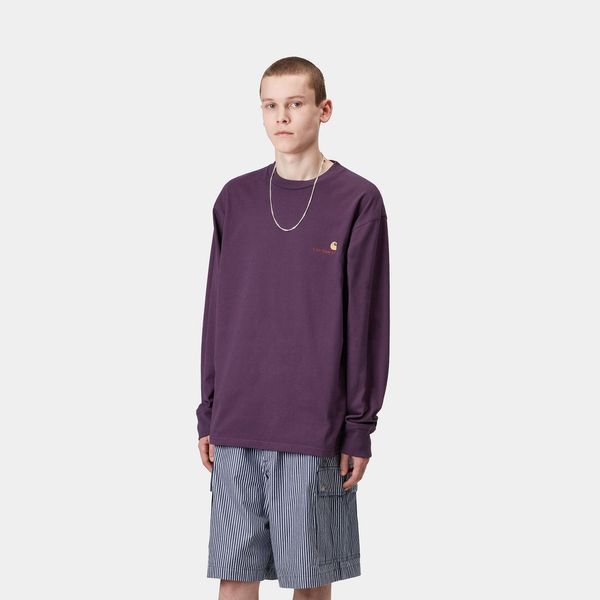 Лонгслів Carhartt WIP L/S AMERICAN SCRIPT T-SHIRT huckleberry I029955.HUXX фото