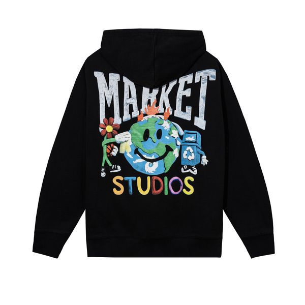 Худі Market SMILEY STUDIOS HOODIE washed black 397000619-0034 фото