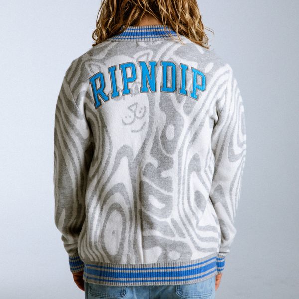 Кардиган Ripndip HYPNOTIC TEAM SPIRIT KNIT CARD grey/light blue RNDFAL24110 фото