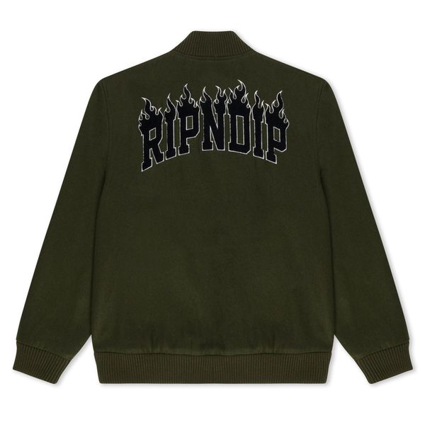 Куртка Ripndip FIRE SPIRIT VARSITY JACKET light forest RNDFAL24102 фото